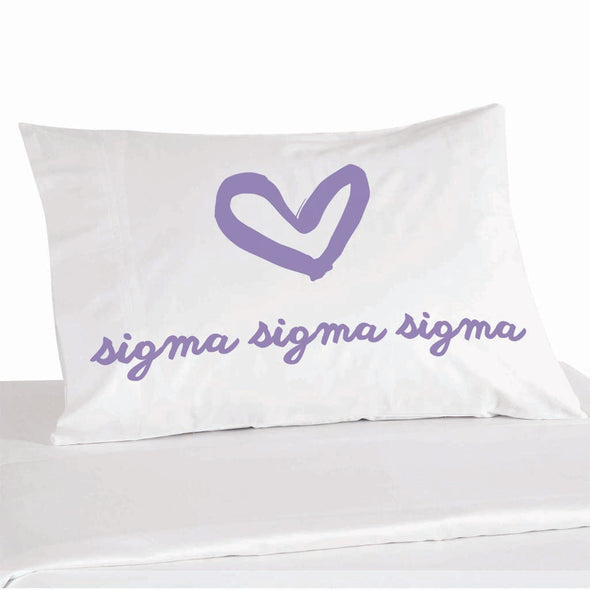 Sigma Sigma Sigma sorority name heart design custom printed on pillowcase
