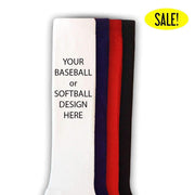 Custom printed baseball or softball knee high sports socks available in four colors.