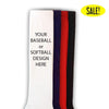Custom printed sports knee high socks personalized with your own text or design or logo available in four colors.