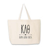 Kappa Alpha Theta sorority tote bag with Theta letters and name printed on the cotton canvas bag