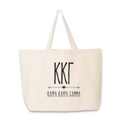 Sorority name and letters custom printed on canvas tote bag.