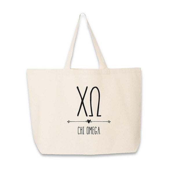 Chi Omega sorority bags are the perfect cotton canvas tote bag for bid day chapter orders with our bulk discount