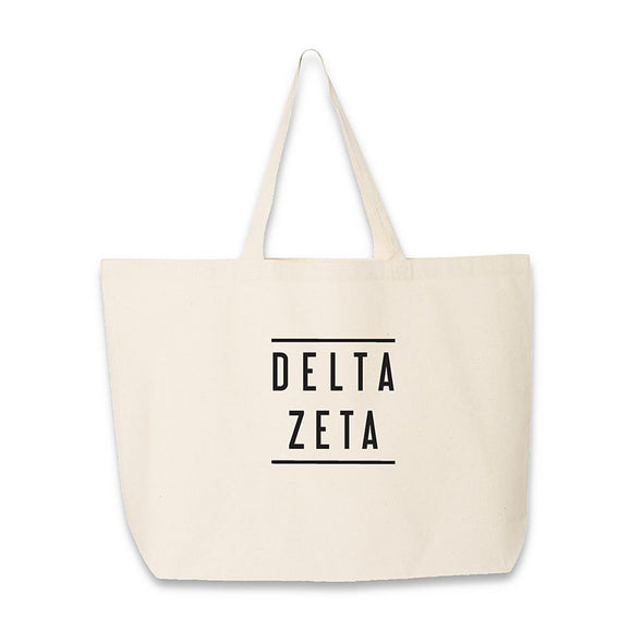Delta Zeta printed on a natural cotton canvas tote