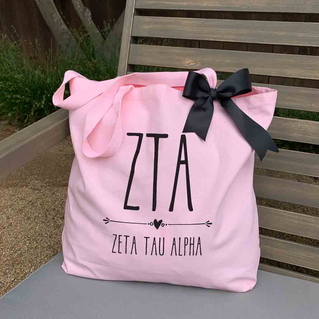 Delta Gamma Sorority Greek Letters and Name Canvas Tote – Sockprints