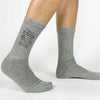 Heather gray 2 year anniversary socks personalized with a wedding date