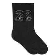 Two year anniversary digitally printed two and personalized with your wedding date printed on cotton socks.