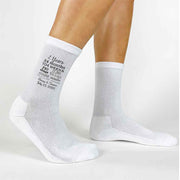 White 2 year anniversary socks personalized with a wedding date