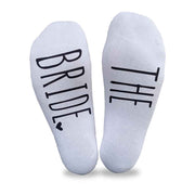 Cute The Bride design digitally printed on the bottom foot of the socks.