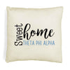 Sweet home Theta Phi Alpha custom throw pillow cover digitally printed on white or natural cover.