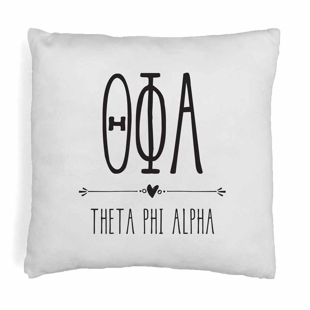 Super cute sorority boho design custom printed on white or natural cotton throw pillow cover.