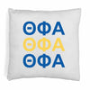 Theta Phi Alpha sorority colors X3 digitally printed in sorority colors on white or natural cotton throw pillow cover.