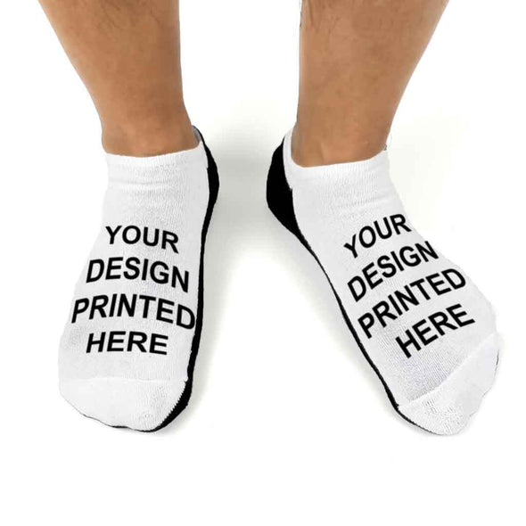 Design your own custom printed no show gripper socks.