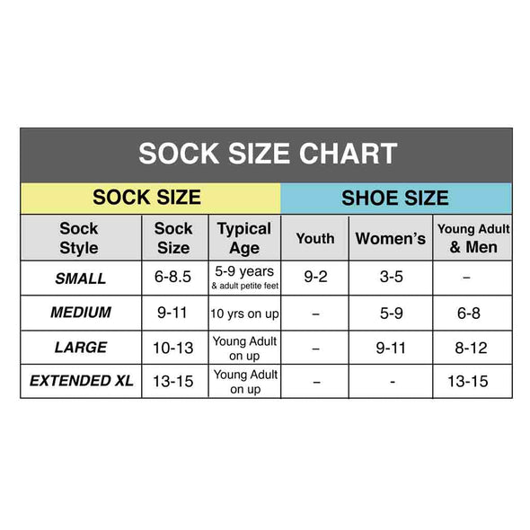 Sock sizing chart.