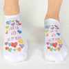 Super cute I love you with all my heart design custom printed on no show socks.