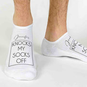 Fun valentines day socks digitally printed knocks my socks off and personalized with your name.