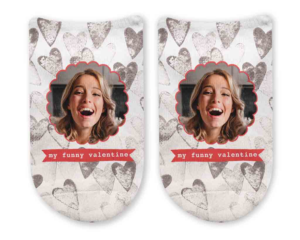 My funny valentine custom printed on no show socks with my funny valentine and your photos!