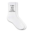 It takes balls to play volleyball design custom printed on white cotton crew socks.