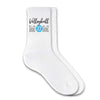 Volleyball Mom design custom printed on white cotton crew socks.