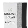 Grooms squad personalized military themed wedding socks designed for all branches of the US military custom printed and personalized with your date make a great accessory.
