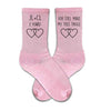Pink cotton anniversary socks personalized for husband and wife