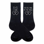 2nd anniversary personalized dress socks custom printed with initials