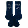 Celebrate your two year anniversary with a pair of custom personalized navy cotton socks