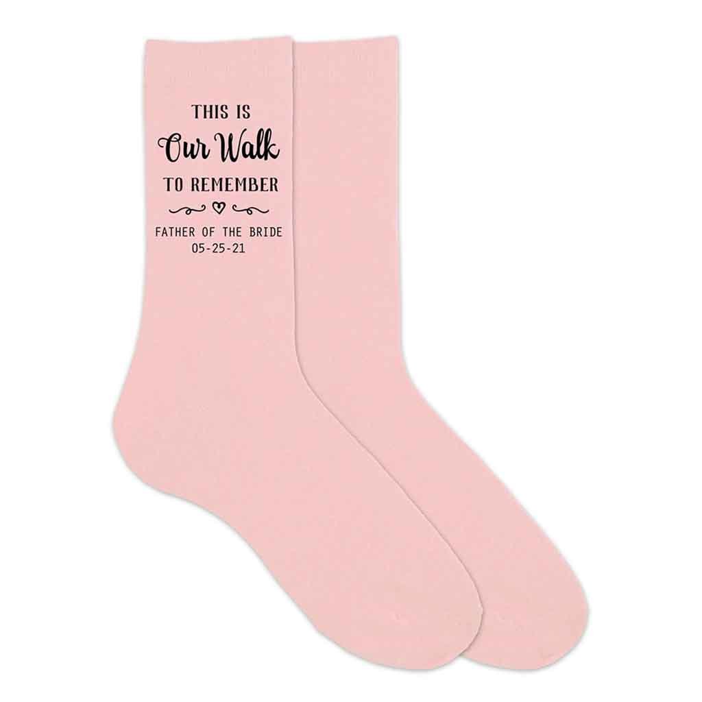 Father of the Bride blush dress socks custom printed and personalized