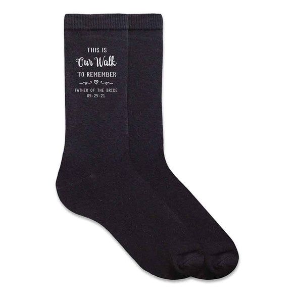 Father of the Bride charcoal dress socks custom printed and personalized
