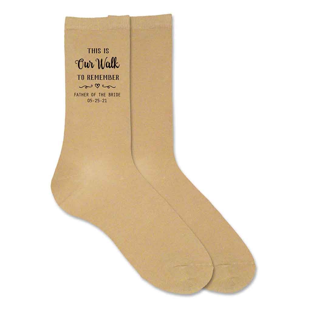 Father of the Bride tan dress socks custom printed and personalized