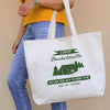 Custom printed weekend tote bag digitally printed with camp bachelorette and the city and state