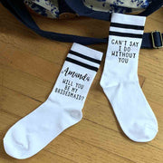 Cute bridesmaid proposal striped crew socks digitally printed I can't say I do without you!