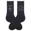 Groomsmen proposal printed on black dress socks personalized with a name