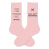 Custom star wars inspired groomsmen proposal pink cotton crew socks personalized with a wedding date