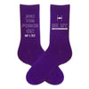 Custom star wars inspired groomsmen proposal purple dress socks personalized with wedding date in assorted colors