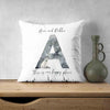 Winter theme design digitally printed on pillow case cover with monogram initial and family name.