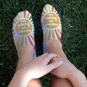 One of a kind self affirmation design digitally printed on no show socks.