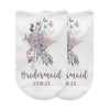 Bridal party socks custom printed and personalized with your wedding date and role.