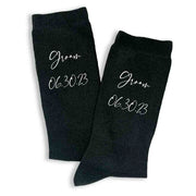 Custom printed wedding role and wedding date digitally printed on the side of the socks.