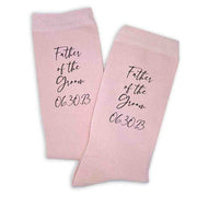 Custom printed wedding role and wedding date digitally printed on the side of the socks.