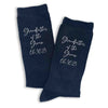 Custom printed wedding role and wedding date digitally printed on the side of the socks.