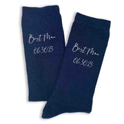 Custom printed wedding role and wedding date digitally printed on the side of the socks.