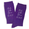 Custom printed wedding role and wedding date digitally printed on the side of the socks.