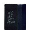 Custom printed socks for the wedding party with script writing with colored ink and wedding date.