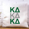 Kappa Delta sorority letters digitally printed in sorority colors on white or natural cotton throw pillow cover makes a great affordable gift idea.