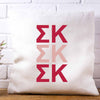 SK sorority letters in sorority colors printed on throw pillow cover is a stylish gift.