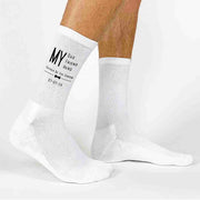 Personalized wedding socks custom printed for the Father of the Groom are perfect for a memorable wedding day gift! 