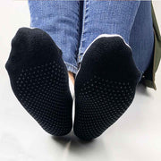 Silicone anti skid dots on the bottom soles of the socks.