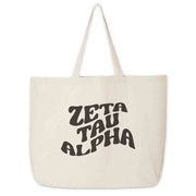 Zeta Tau Alpha digitally printed simple mod design on roomy canvas sorority tote bag.