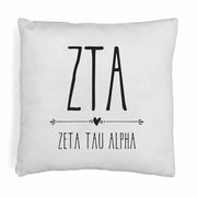 Super cute sorority boho design custom printed on white or natural cotton throw pillow cover.