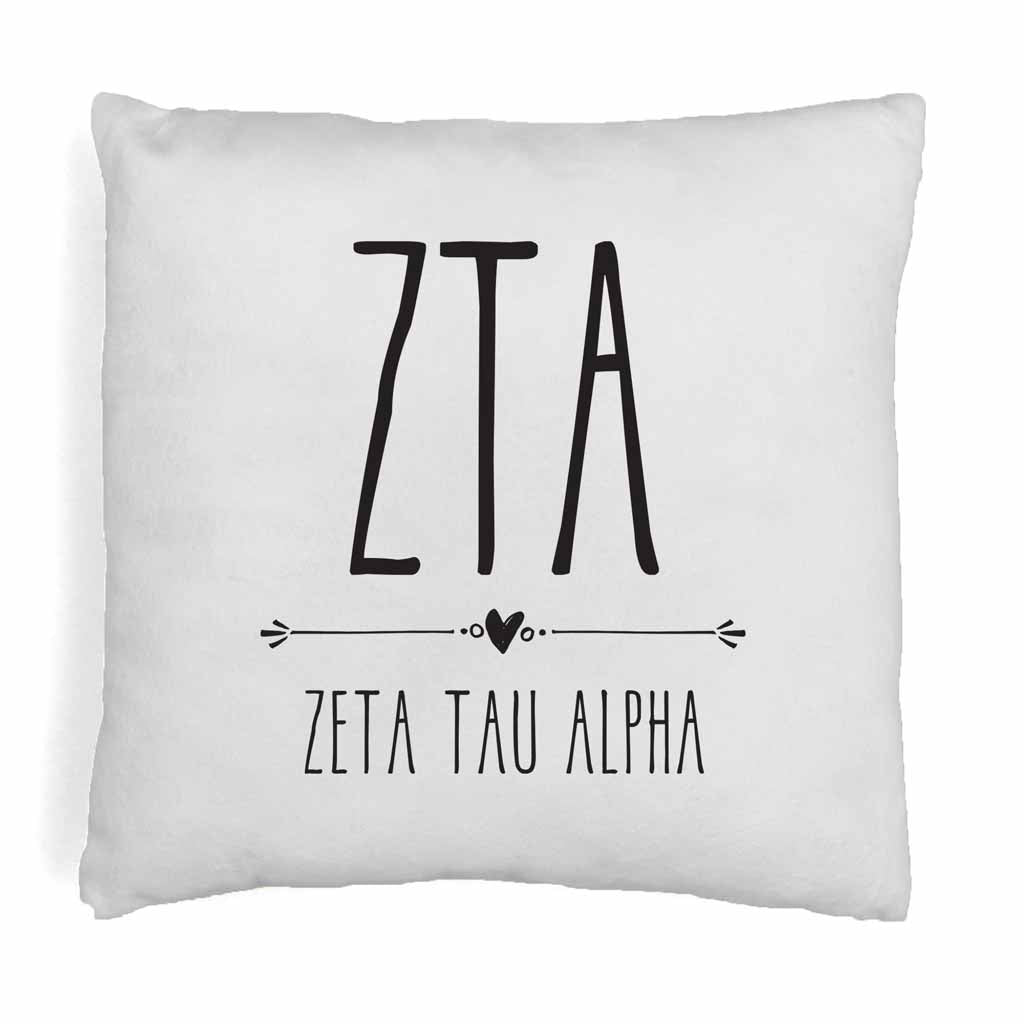 Super cute sorority boho design custom printed on white or natural cotton throw pillow cover.